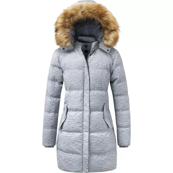 WenVen Womens Winter Thicken Puffer Coat Warm Jacket with Faux Fur Removable HoodCharcoal Heather