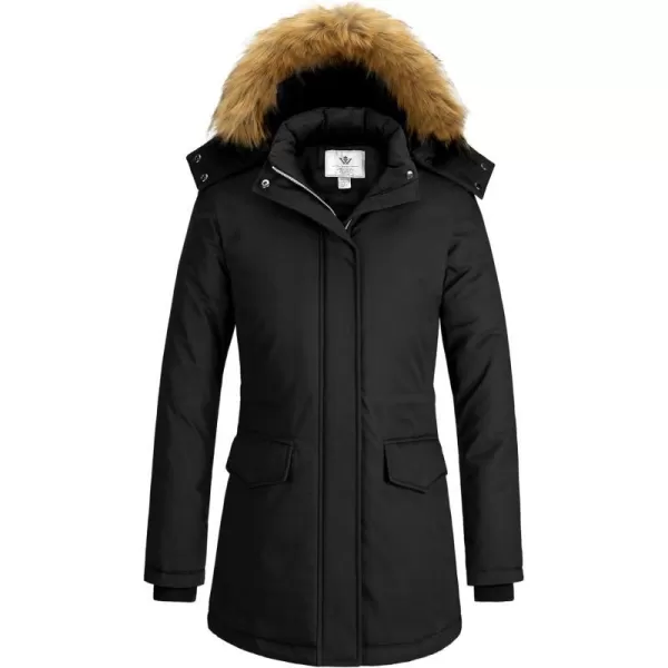 WenVen Womens Winter Thickened Warm Mid Length Parka Jacket Windproof and Waterproof Coat With a Detachable Fur HatWenVen Womens Winter Thickened Warm Mid Length Parka Jacket Windproof and Waterproof Coat With a Detachable Fur Hat