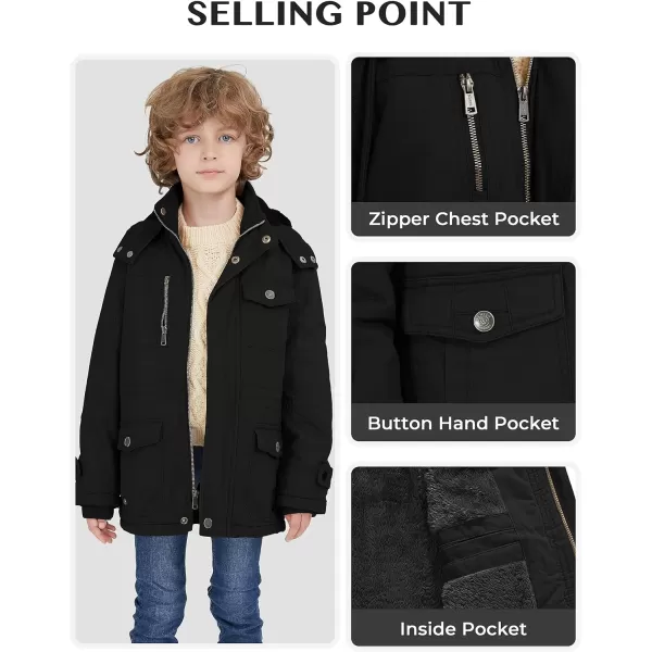 WenVen Boy  Girls Winter Warm Thicken Cotton Jacket Snow Coat with HoodBlack