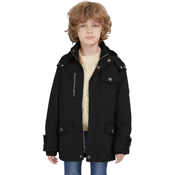 WenVen Boy  Girls Winter Warm Thicken Cotton Jacket Snow Coat with HoodBlack