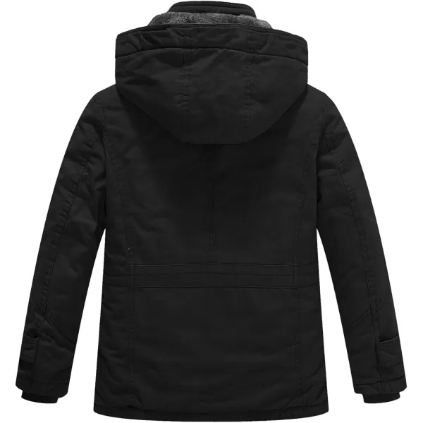WenVen Boy  Girls Winter Warm Thicken Cotton Jacket Snow Coat with HoodBlack