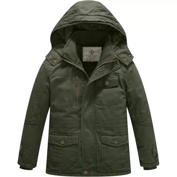 WenVen Boy  Girls Winter Warm Thicken Cotton Jacket Snow Coat with HoodGreen