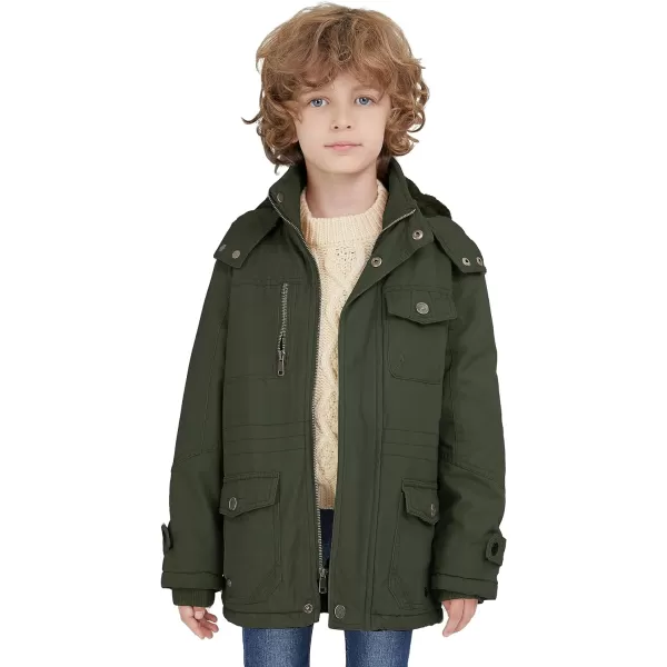 WenVen Boy  Girls Winter Warm Thicken Cotton Jacket Snow Coat with HoodGreen