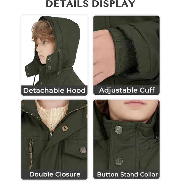 WenVen Boy  Girls Winter Warm Thicken Cotton Jacket Snow Coat with HoodGreen