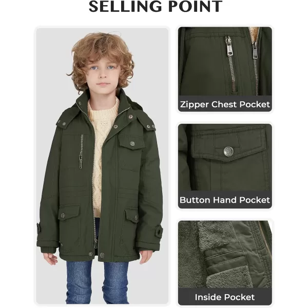 WenVen Boy  Girls Winter Warm Thicken Cotton Jacket Snow Coat with HoodGreen