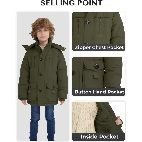 WenVen Boy Winter Warm Padded Puffer Coat Thicken Windproof Hooded Parka JacketArmy Green