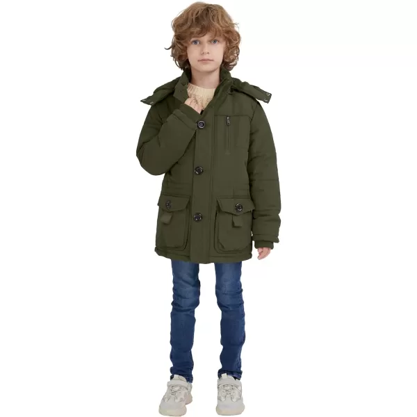 WenVen Boy Winter Warm Padded Puffer Coat Thicken Windproof Hooded Parka JacketArmy Green