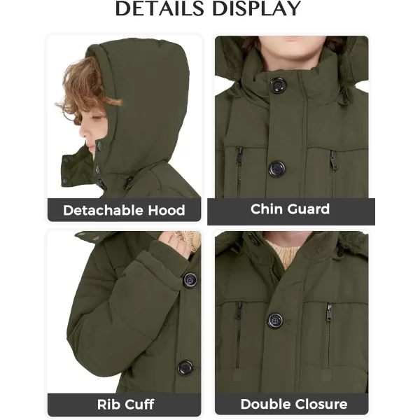 WenVen Boy Winter Warm Padded Puffer Coat Thicken Windproof Hooded Parka JacketArmy Green