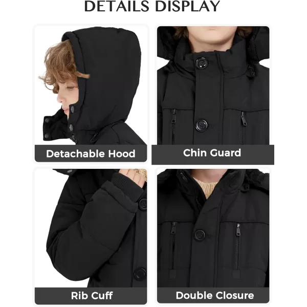 WenVen Boy Winter Warm Padded Puffer Coat Thicken Windproof Hooded Parka JacketBlack