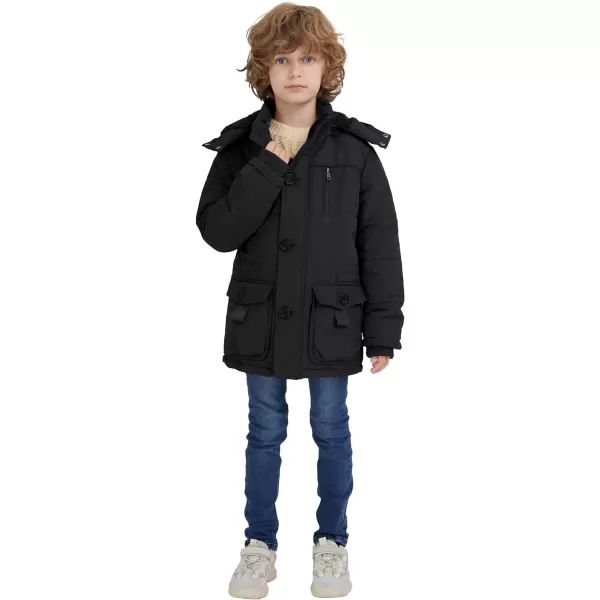 WenVen Boy Winter Warm Padded Puffer Coat Thicken Windproof Hooded Parka JacketBlack