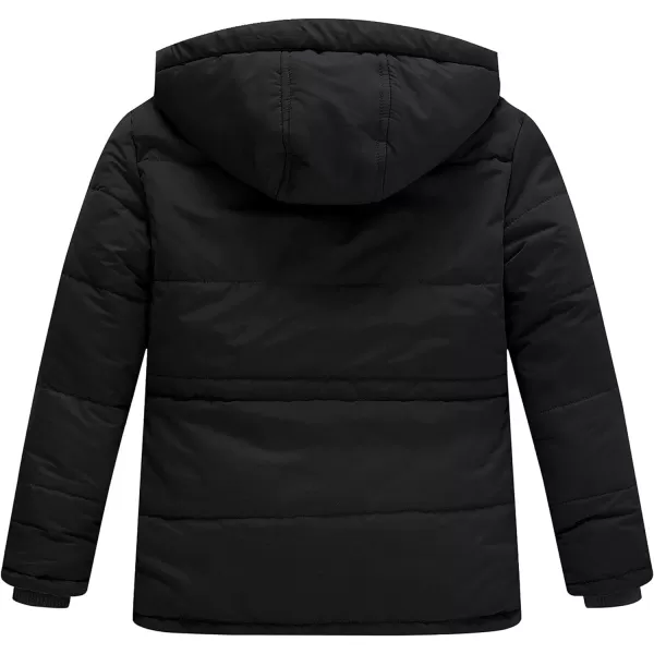 WenVen Boy Winter Warm Padded Puffer Coat Thicken Windproof Hooded Parka JacketBlack