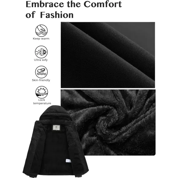 WenVen Boy Winter Warm Padded Puffer Coat Thicken Windproof Hooded Parka JacketBlack