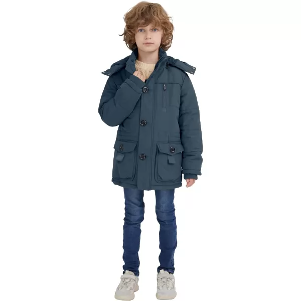 WenVen Boy Winter Warm Padded Puffer Coat Thicken Windproof Hooded Parka JacketGrey