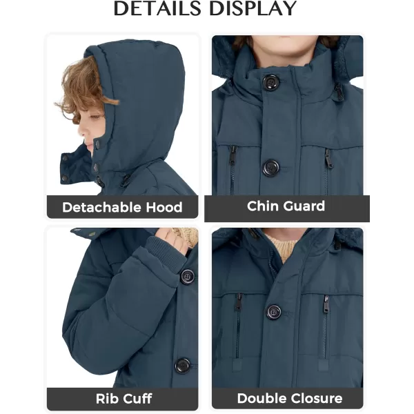 WenVen Boy Winter Warm Padded Puffer Coat Thicken Windproof Hooded Parka JacketGrey