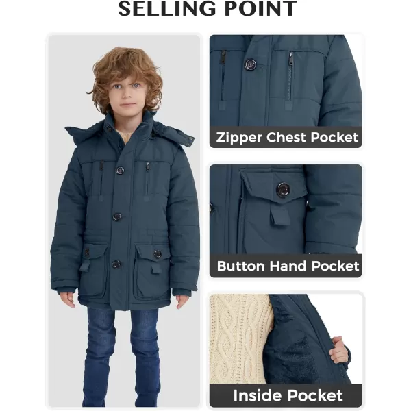 WenVen Boy Winter Warm Padded Puffer Coat Thicken Windproof Hooded Parka JacketGrey