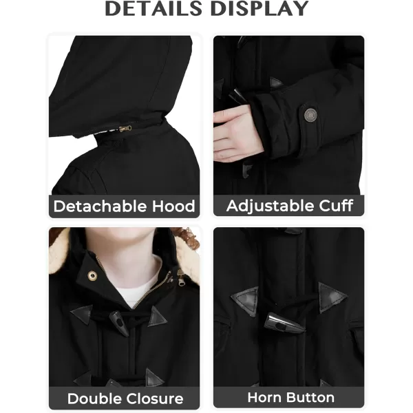 WenVen Girls Winter Sherpa Jacket Thicken Cotton Parka Coat with Removable HoodBlack