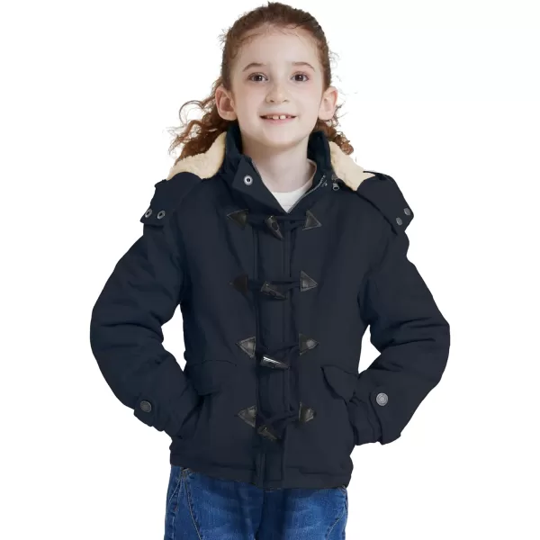 WenVen Girls Winter Sherpa Jacket Thicken Cotton Parka Coat with Removable HoodBlue