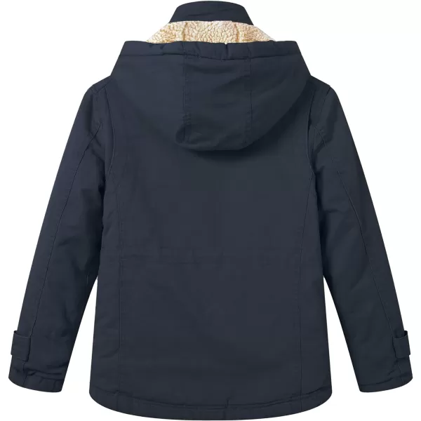 WenVen Girls Winter Sherpa Jacket Thicken Cotton Parka Coat with Removable HoodBlue