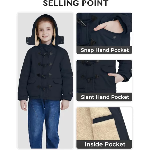 WenVen Girls Winter Sherpa Jacket Thicken Cotton Parka Coat with Removable HoodBlue