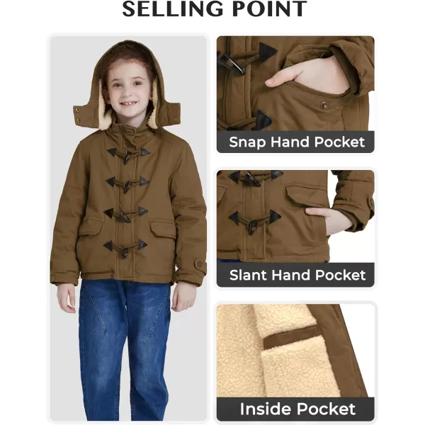 WenVen Girls Winter Sherpa Jacket Thicken Cotton Parka Coat with Removable HoodBrown