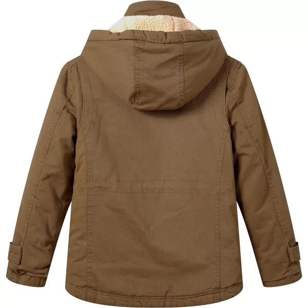 WenVen Girls Winter Sherpa Jacket Thicken Cotton Parka Coat with Removable HoodBrown