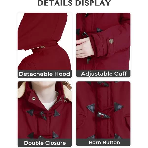 WenVen Girls Winter Sherpa Jacket Thicken Cotton Parka Coat with Removable HoodClaret