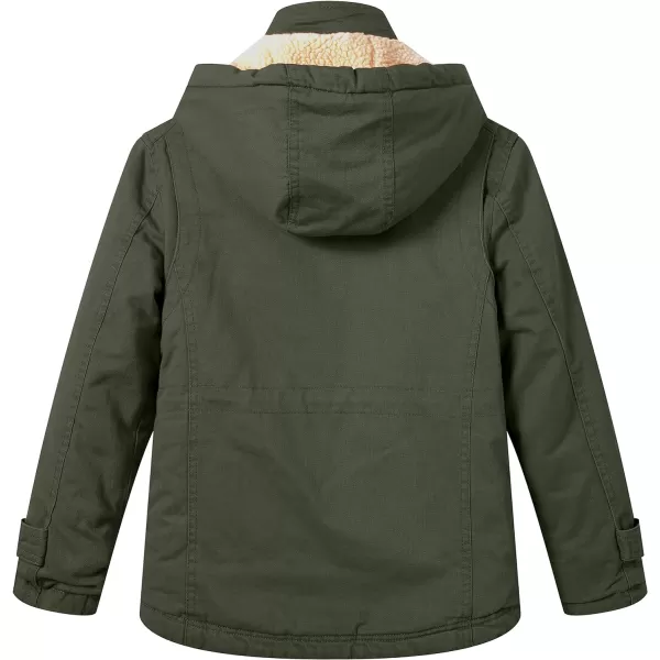 WenVen Girls Winter Sherpa Jacket Thicken Cotton Parka Coat with Removable HoodGreen