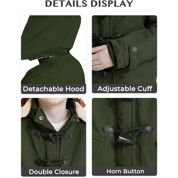 WenVen Girls Winter Sherpa Jacket Thicken Cotton Parka Coat with Removable HoodGreen
