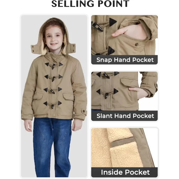 WenVen Girls Winter Sherpa Jacket Thicken Cotton Parka Coat with Removable HoodKhaki