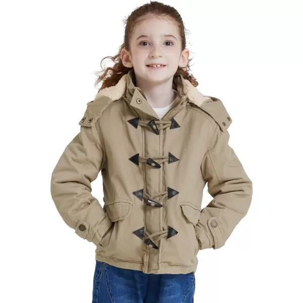 WenVen Girls Winter Sherpa Jacket Thicken Cotton Parka Coat with Removable HoodKhaki