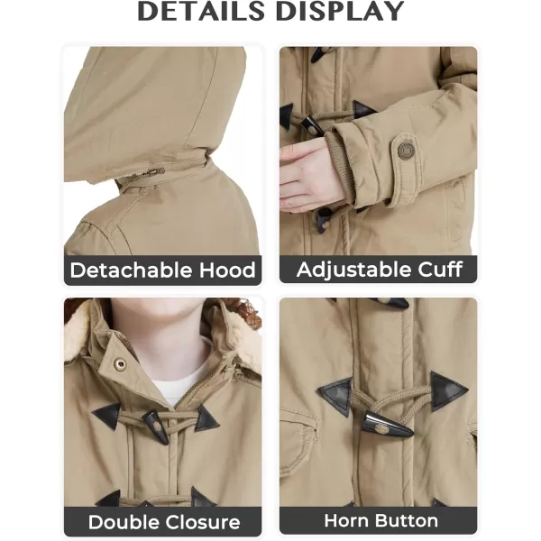 WenVen Girls Winter Sherpa Jacket Thicken Cotton Parka Coat with Removable HoodKhaki