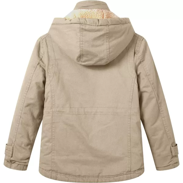 WenVen Girls Winter Sherpa Jacket Thicken Cotton Parka Coat with Removable HoodKhaki