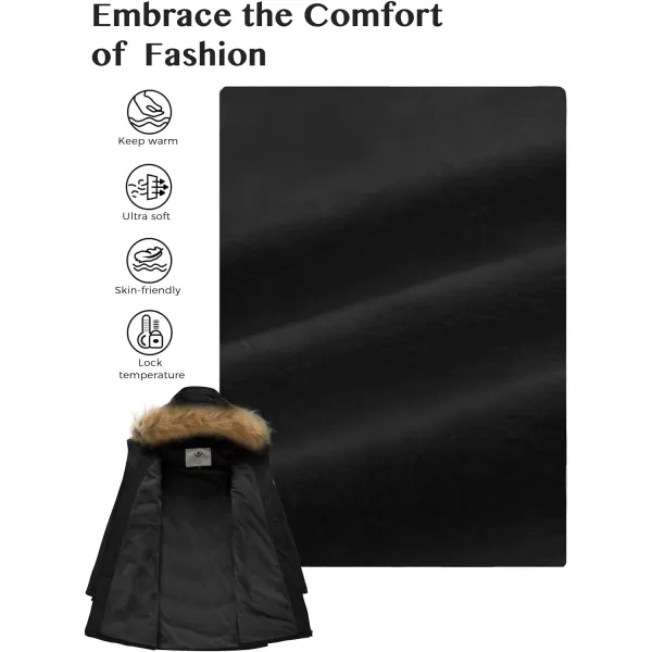 WenVen Girls Winter Warm Fleece Lined Hooded Jacket Water Resistant Puffer CoatBlack