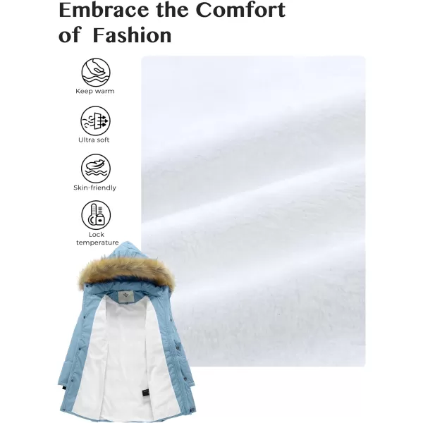 WenVen Girls Winter Warm Fleece Lined Hooded Jacket Water Resistant Puffer CoatBlue
