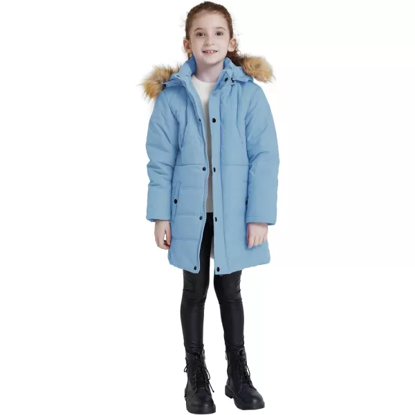 WenVen Girls Winter Warm Fleece Lined Hooded Jacket Water Resistant Puffer CoatBlue