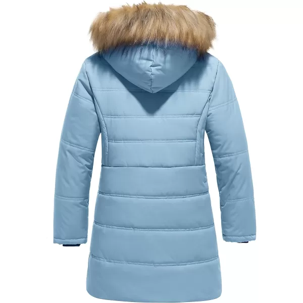 WenVen Girls Winter Warm Fleece Lined Hooded Jacket Water Resistant Puffer CoatBlue