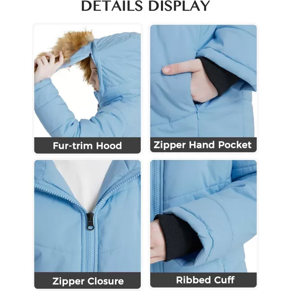 WenVen Girls Winter Warm Fleece Lined Hooded Jacket Water Resistant Puffer CoatLight Blue