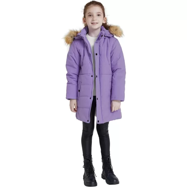 WenVen Girls Winter Warm Fleece Lined Hooded Jacket Water Resistant Puffer CoatLight Purple