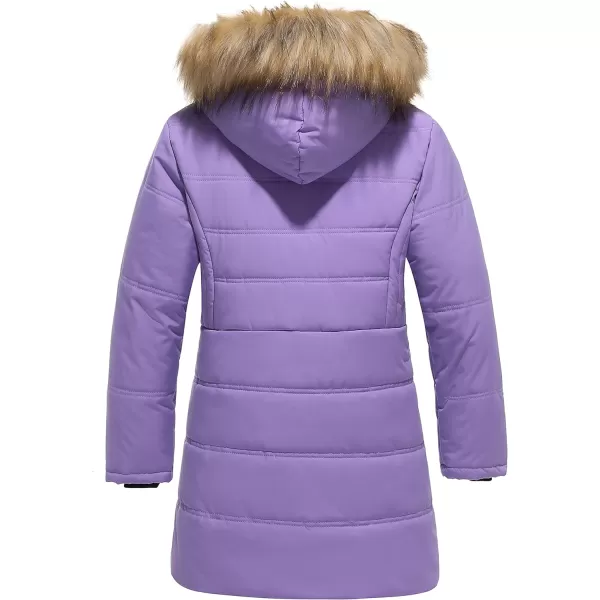 WenVen Girls Winter Warm Fleece Lined Hooded Jacket Water Resistant Puffer CoatLight Purple