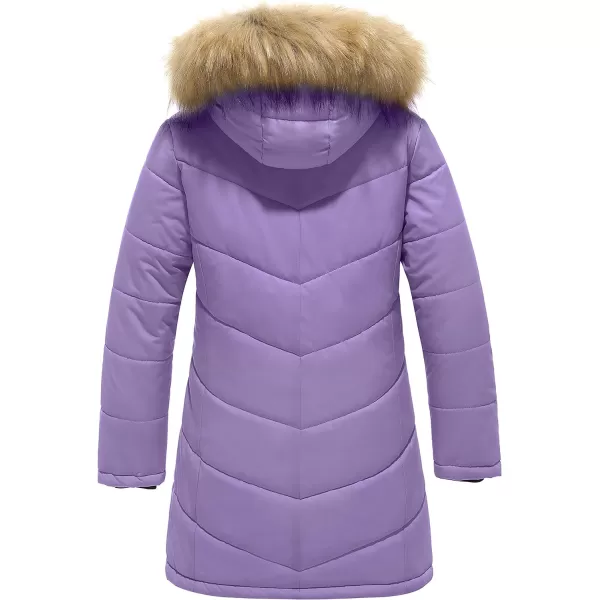 WenVen Girls Winter Warm Fleece Lined Hooded Jacket Water Resistant Puffer CoatPurple