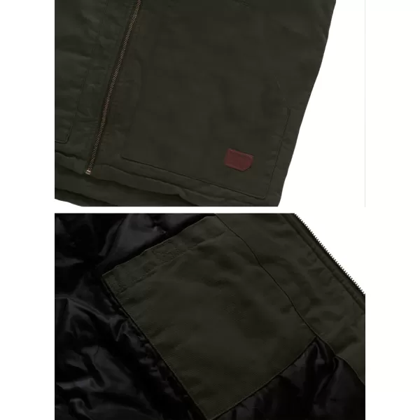 WenVen Mens Quilted Lined Multi Pockets Casual Vest with HoodArmy Green