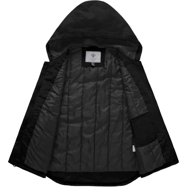 WenVen Mens Quilted Lined Multi Pockets Casual Vest with HoodBlack