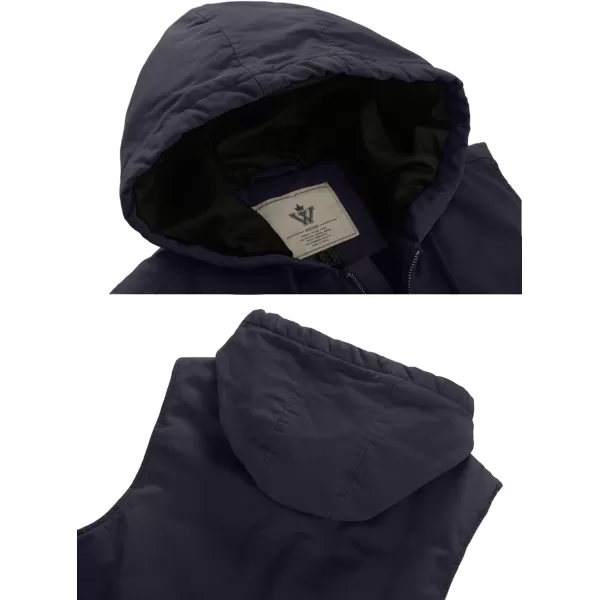 WenVen Mens Quilted Lined Multi Pockets Casual Vest with HoodGrey