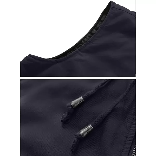 WenVen Mens Quilted Lined Multi Pockets Casual Vest with HoodGrey