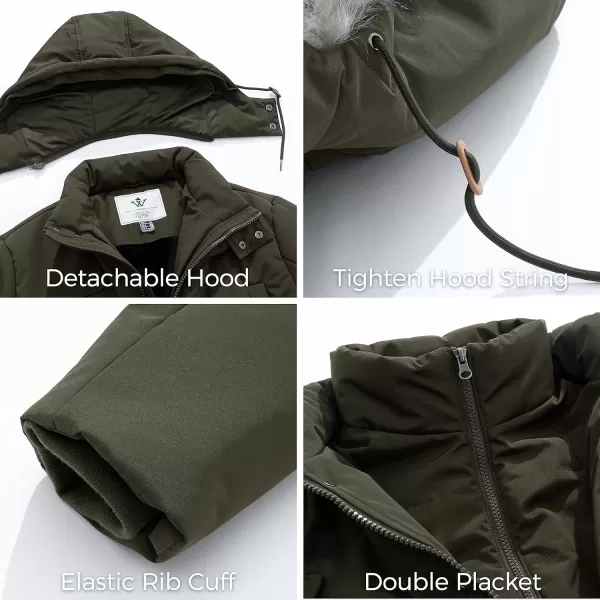 WenVen Mens Thicken Puffer Jacket Insulated WaterResistant Warm Winter Coat with HoodArmy Green