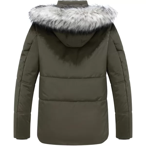 WenVen Mens Thicken Puffer Jacket Insulated WaterResistant Warm Winter Coat with HoodArmy Green