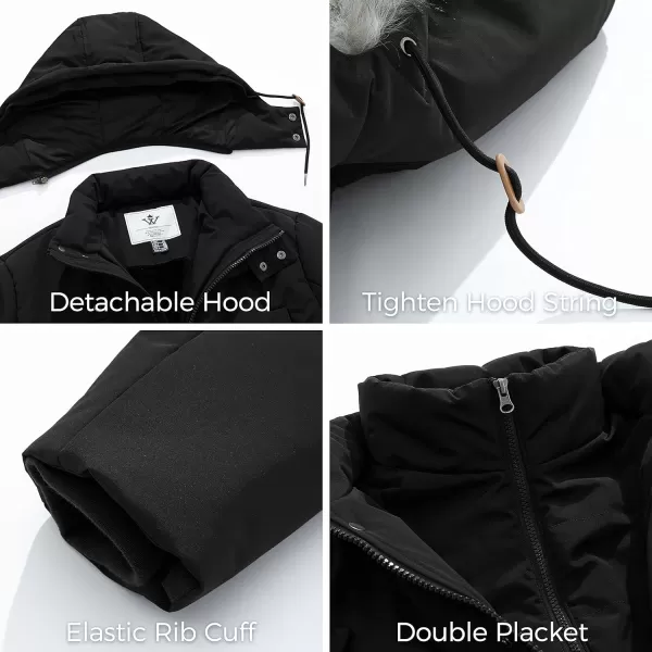 WenVen Mens Thicken Puffer Jacket Insulated WaterResistant Warm Winter Coat with HoodBlack