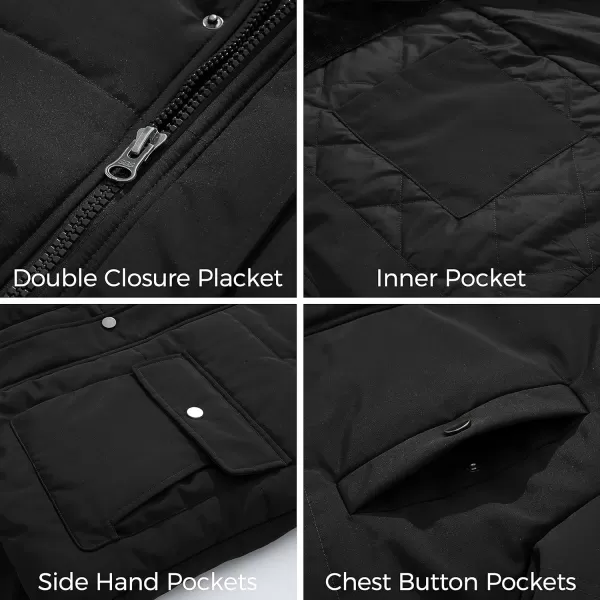 WenVen Mens Thicken Puffer Jacket Insulated WaterResistant Warm Winter Coat with HoodBlack