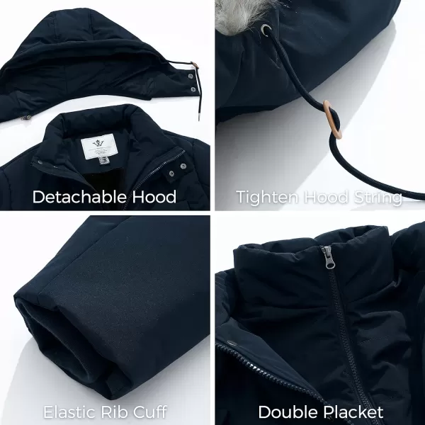 WenVen Mens Thicken Puffer Jacket Insulated WaterResistant Warm Winter Coat with HoodNavy