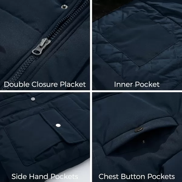 WenVen Mens Thicken Puffer Jacket Insulated WaterResistant Warm Winter Coat with HoodNavy
